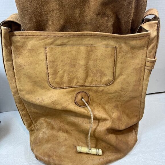 VTG Large Light Brown Leather Satchel Shoulder Messenger Adjustable Handbag - Picture 8 of 16